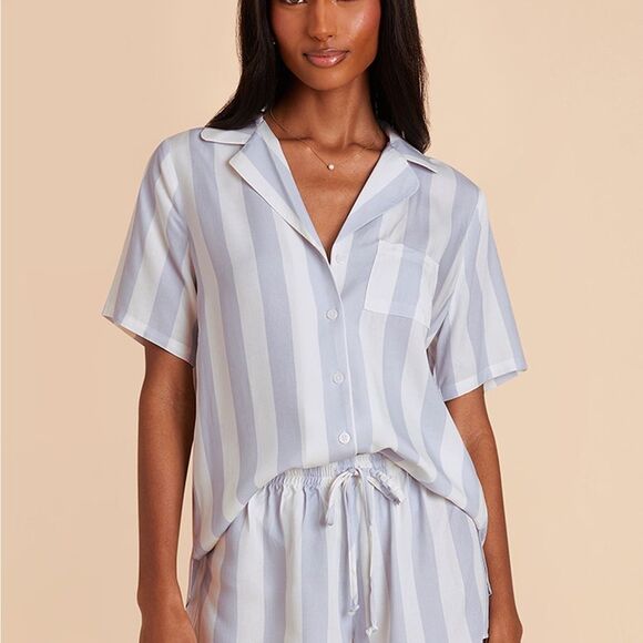 BIRDY GREY Eddie Striped PJ Sleepwear Set size Medium Striped Taupe NWT in packg - Picture 2 of 6